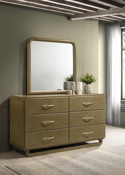Amsbury - 6-Drawer Dresser And Mirror - Nutmeg – Dresser & Mirror by Coaster Fine Furniture at Furniture Wholesale Plus , Nashville furniture store