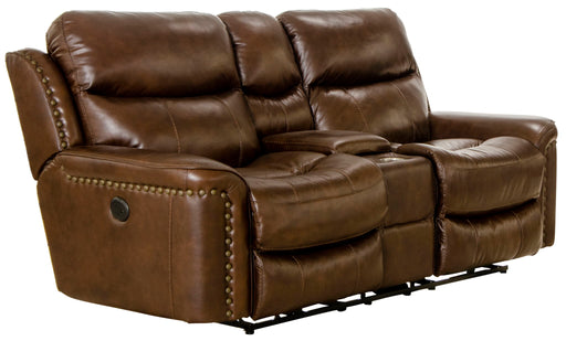Ceretti - Power Reclining Console Loveseat - Brown Top Grain Italian Leather Match – Reclining Loveseats by Catnapper at Furniture Wholesale Plus , Nashville furniture store