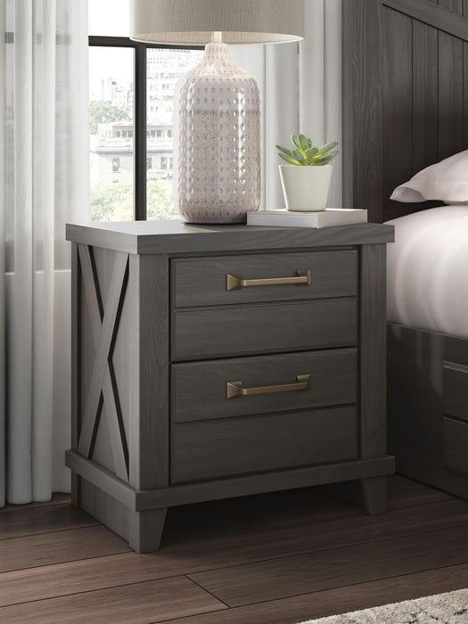 Vonitta Bay - Two Drawer Night Stand - Dark Brown – Nightstands w/ Charging Stations by Signature Design by Ashley® at Furniture Wholesale Plus , Nashville furniture store