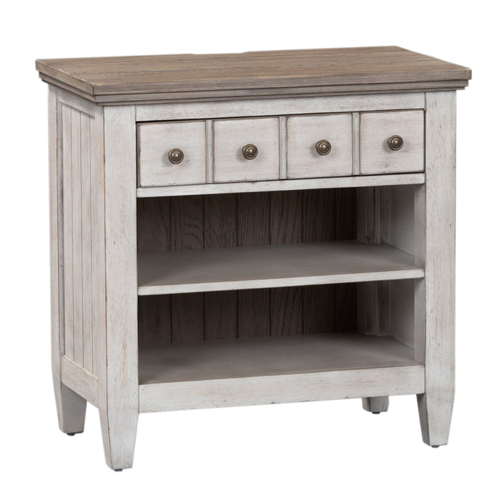Heartland - 1 Drawer Nightstand With Charging Station - Antique White / Tobacco Tops – Nightstands w/ Charging Stations by Liberty Furniture at Furniture Wholesale Plus , Nashville furniture store