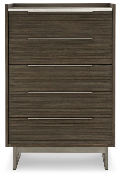 Arkenton - Five Drawer Chest - Grayish Brown / White – Accent Chests by Ashley® at Furniture Wholesale Plus , Nashville furniture store