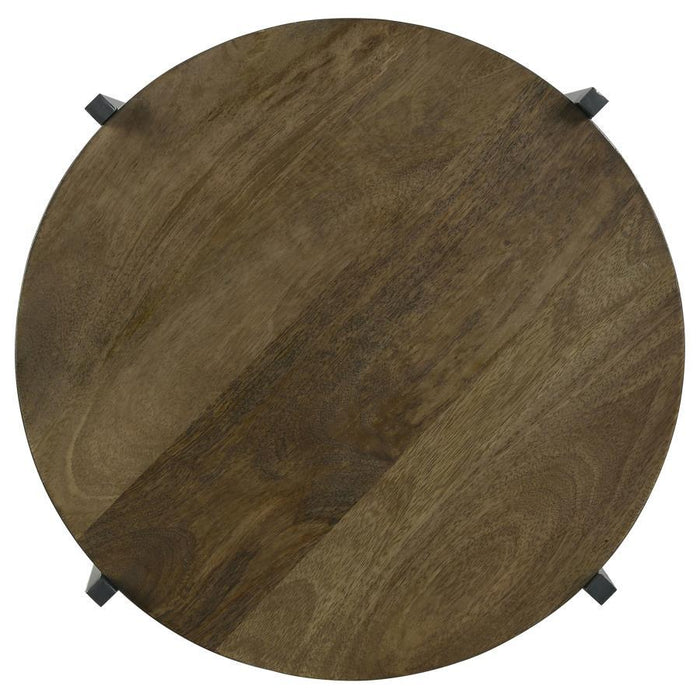 Axel - Round Accent Table With Open Shelf - Natural And Gunmetal – Accent Tables by CoasterEssence at Furniture Wholesale Plus , Nashville furniture store