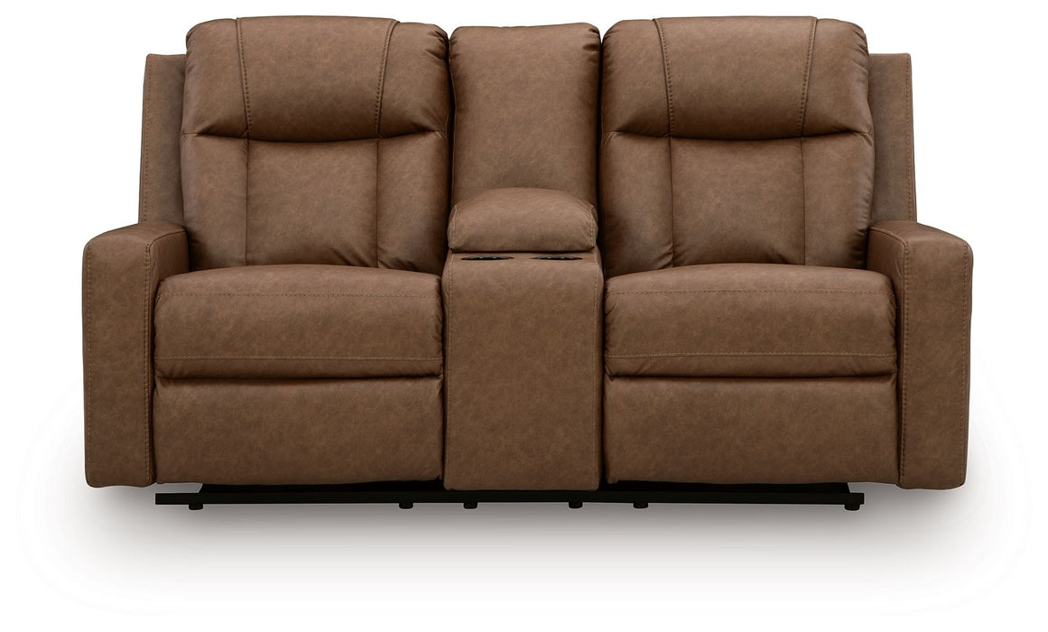Mackmenville - Double Reclining Loveseat With Console – Reclining Loveseats by Benchcraft® at Furniture Wholesale Plus , Nashville furniture store