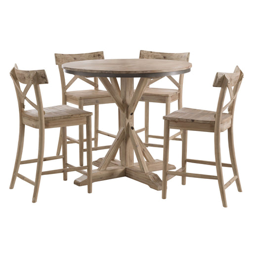 Callista - Round Counter Height 5 Piece Dining Set (Table And Four Stools) - Beach – 5 Piece Dining Room Sets by Elements International at Furniture Wholesale Plus , Nashville furniture store