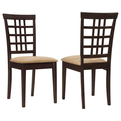 Kelso - Lattice Back Dining Side Chair (Set of 2) - Cappuccino – Chair Sets by CoasterEveryday at Furniture Wholesale Plus , Nashville furniture store
