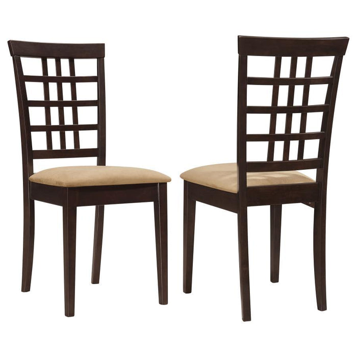 Kelso - Lattice Back Dining Side Chair (Set of 2) - Cappuccino – Chair Sets by CoasterEveryday at Furniture Wholesale Plus , Nashville furniture store