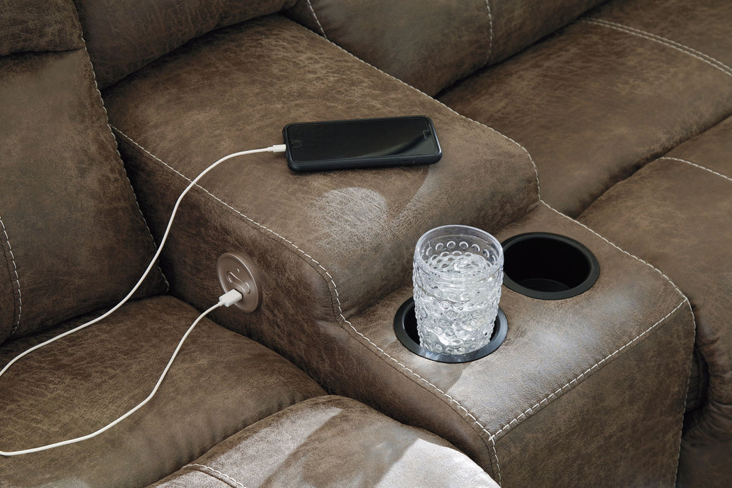 Segburg - 2-Piece Power Reclining Sectional - Driftwood – Reclining Sectionals by Benchcraft® at Furniture Wholesale Plus , Nashville furniture store