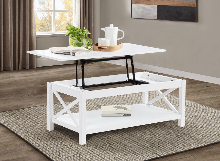 Skyview - 44" Rectangular Lift Top Coffee Table - White – Coffee Tables by Coaster Fine Furniture at Furniture Wholesale Plus , Nashville furniture store