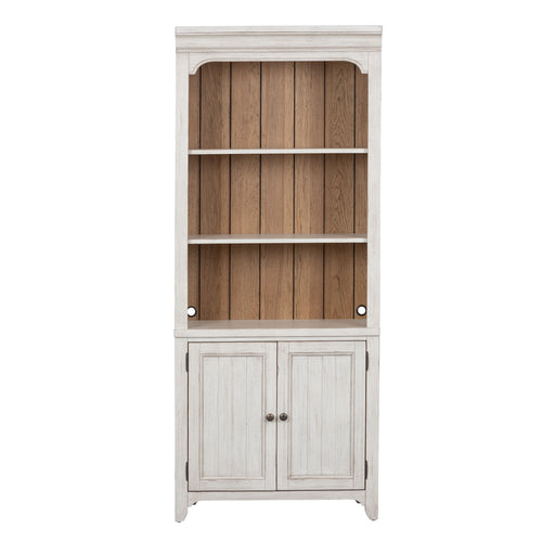 Farmhouse Reimagined - Bookcase - Antique White / Chestnut Tops – Standard Bookcases by Liberty Furniture at Furniture Wholesale Plus , Nashville furniture store