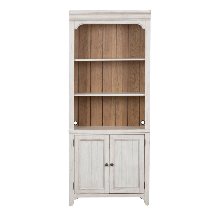 Farmhouse Reimagined - Bookcase - Antique White / Chestnut Tops – Standard Bookcases by Liberty Furniture at Furniture Wholesale Plus , Nashville furniture store