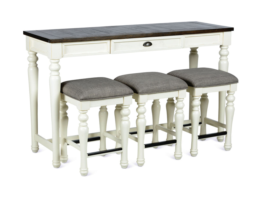 Joanna - 4 Piece Bar Set - White – 4 Piece Dining Room Sets by Steve Silver Furniture at Furniture Wholesale Plus , Nashville furniture store