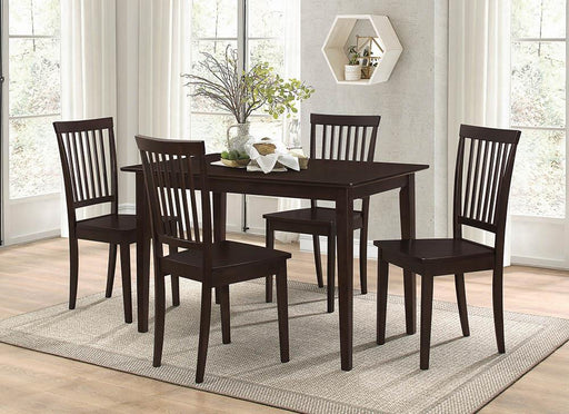 Gomez 5-piece Rectangular Dining Table Set Cappuccino - Premium Dining Room Set from Coaster Z2 Standard - Just $398! Shop now at Furniture Wholesale Plus  We are the best furniture store in Nashville, Hendersonville, Goodlettsville, Madison, Antioch, Mount Juliet, Lebanon, Gallatin, Springfield, Murfreesboro, Franklin, Brentwood