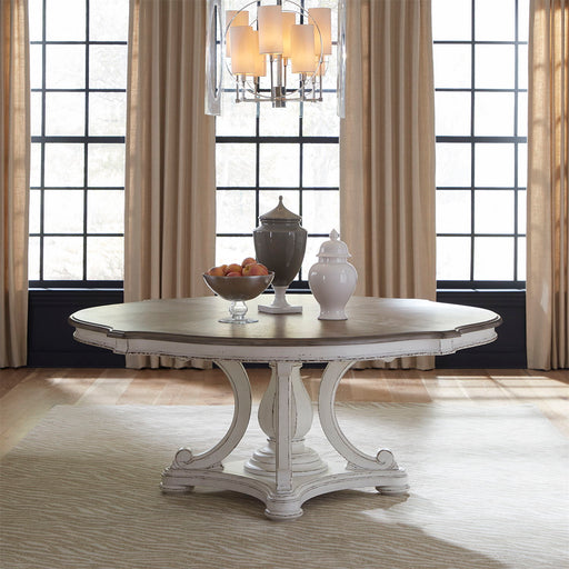 Magnolia Manor - Round Table - Antique White – Dining Tables by Liberty Furniture at Furniture Wholesale Plus , Nashville furniture store