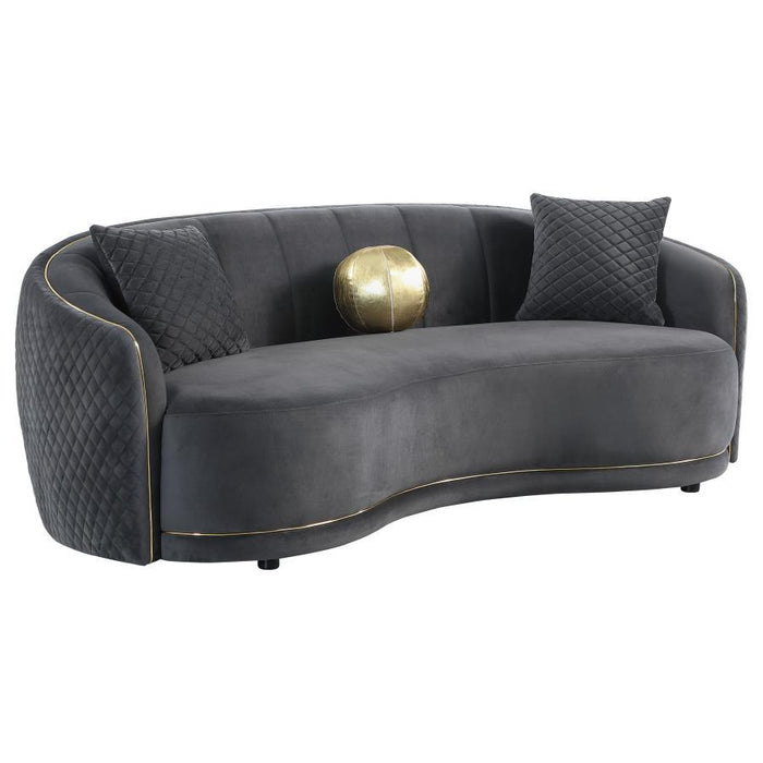 Brookside - 2 Piece Velvet Upholstered Sofa Set - Dark Gray - Premium Stationary Sofas & Loveseats from CoasterEveryday - Just $2279! Shop now at Furniture Wholesale Plus  We are the best furniture store in Nashville, Hendersonville, Goodlettsville, Madison, Antioch, Mount Juliet, Lebanon, Gallatin, Springfield, Murfreesboro, Franklin, Brentwood