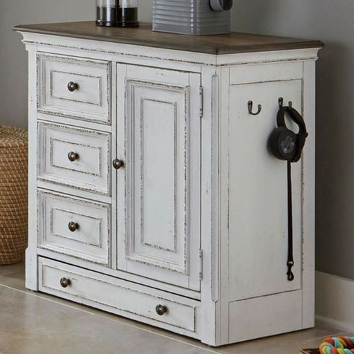 Magnolia Manor - Pet Feeder Cabinet - Antique White – Feeder Cabinets by Liberty Furniture at Furniture Wholesale Plus , Nashville furniture store