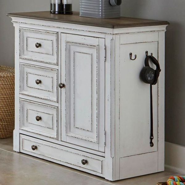Magnolia Manor - Pet Feeder Cabinet - Antique White – Feeder Cabinets by Liberty Furniture at Furniture Wholesale Plus , Nashville furniture store