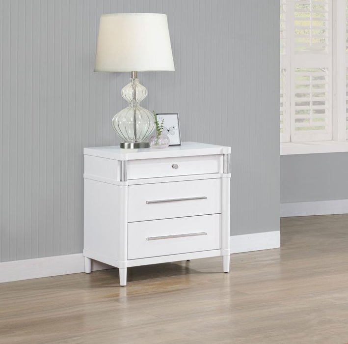 Gracemont - 3-Drawer Bedroom Nightstand Bedside Table - White – Accent Nightstands by Coaster Fine Furniture at Furniture Wholesale Plus , Nashville furniture store