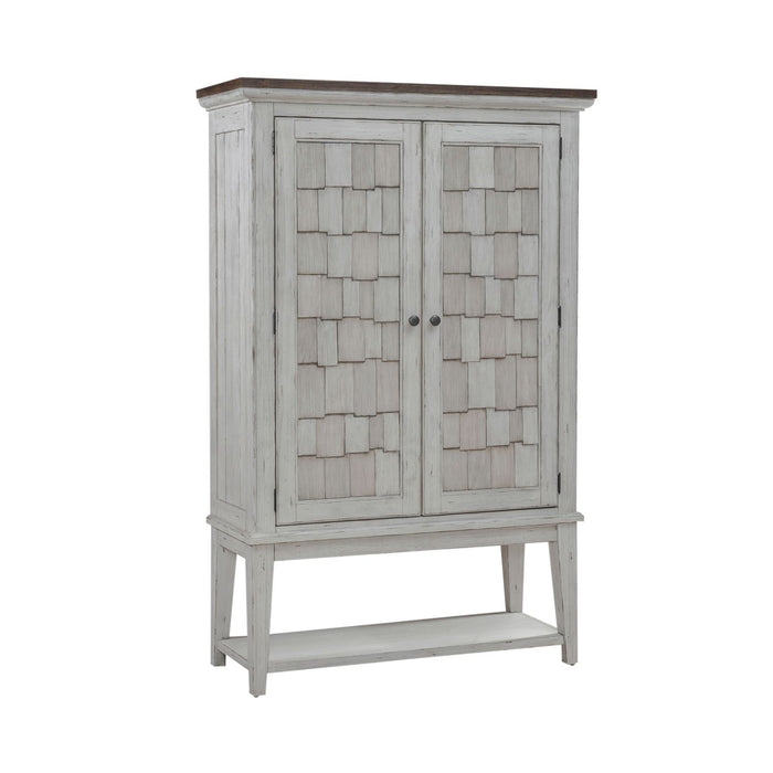 River Place - Bar Cabinet - Riverstone White & Tobacco – Wine Cabinets by Liberty Furniture at Furniture Wholesale Plus , Nashville furniture store