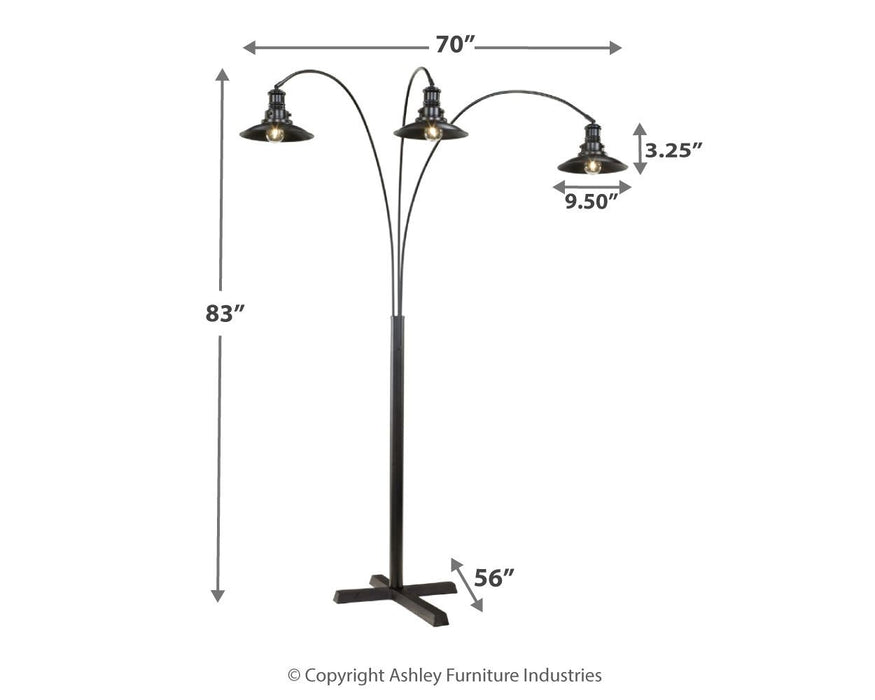 Sheriel - Black - Metal Arc Lamp - Premium Floor Lamps from Signature Design by Ashley® - Just $268! Shop now at Furniture Wholesale Plus  We are the best furniture store in Nashville, Hendersonville, Goodlettsville, Madison, Antioch, Mount Juliet, Lebanon, Gallatin, Springfield, Murfreesboro, Franklin, Brentwood