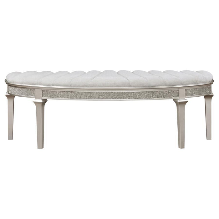 Evangeline - Curved Fabric Upholstered Bench - Silver Oak – Upholstered Benches by Coaster Fine Furniture at Furniture Wholesale Plus , Nashville furniture store