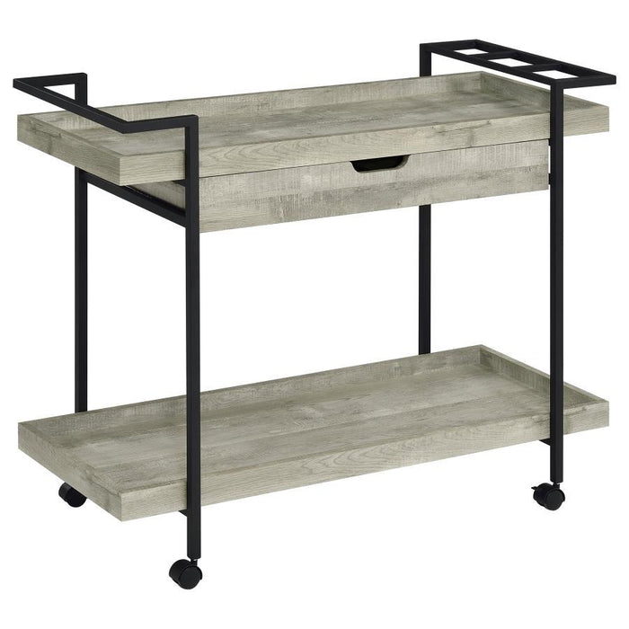 Ventura - 1-Drawer Engineered Wood Bar Cart - Gray Driftwood - Premium Bar Carts from Coaster Fine Furniture - Just $279! Shop now at Furniture Wholesale Plus  We are the best furniture store in Nashville, Hendersonville, Goodlettsville, Madison, Antioch, Mount Juliet, Lebanon, Gallatin, Springfield, Murfreesboro, Franklin, Brentwood