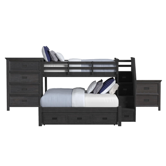Hampton Kids - Bunk With Staircase And Trundle Bedroom Set – 3 Piece Bedroom Sets by Elements International at Furniture Wholesale Plus , Nashville furniture store