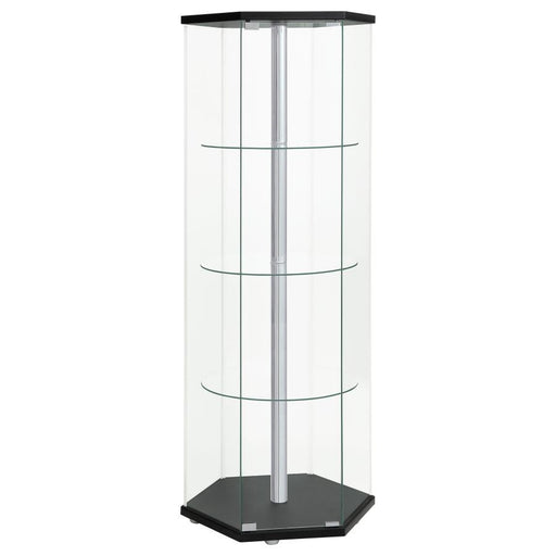 Zahavah - 4-Shelf Hexagonal Clear Glass Curio Cabinet - Premium Curio Cabinets from CoasterEveryday - Just $319! Shop now at Furniture Wholesale Plus  We are the best furniture store in Nashville, Hendersonville, Goodlettsville, Madison, Antioch, Mount Juliet, Lebanon, Gallatin, Springfield, Murfreesboro, Franklin, Brentwood