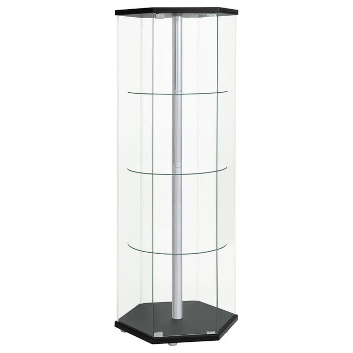 Zahavah - 4-Shelf Hexagonal Clear Glass Curio Cabinet - Premium Curio Cabinets from CoasterEveryday - Just $319! Shop now at Furniture Wholesale Plus  We are the best furniture store in Nashville, Hendersonville, Goodlettsville, Madison, Antioch, Mount Juliet, Lebanon, Gallatin, Springfield, Murfreesboro, Franklin, Brentwood
