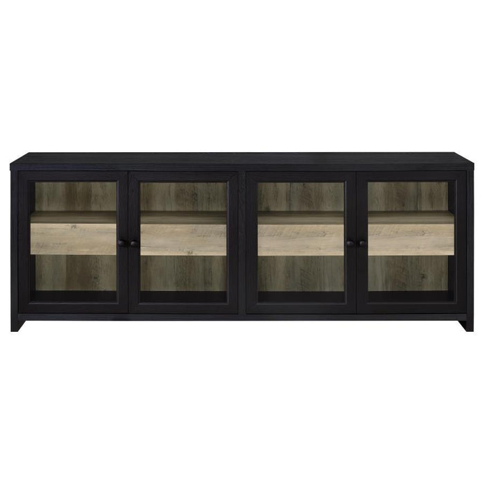 Denison - 79" 4-Door TV Stand Media Console - Black – TV Stands by Coaster Fine Furniture at Furniture Wholesale Plus , Nashville furniture store