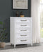 Marielle - 5-Drawer Bedroom Chest - Distressed White – Accent Chests by CoasterEveryday at Furniture Wholesale Plus , Nashville furniture store