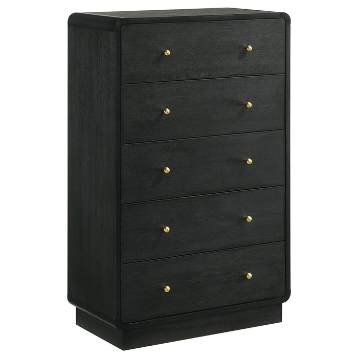 Cavelle - 5-Drawer Chest Of Drawers - Black – Accent Chests by Coaster Fine Furniture at Furniture Wholesale Plus , Nashville furniture store