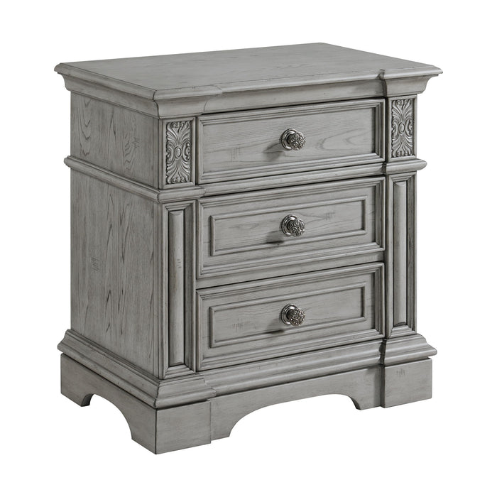 Glenmore - 3-Drawer Nightstand With USB - Aged Gray – Nightstands w/ Charging Stations by Elements International at Furniture Wholesale Plus , Nashville furniture store