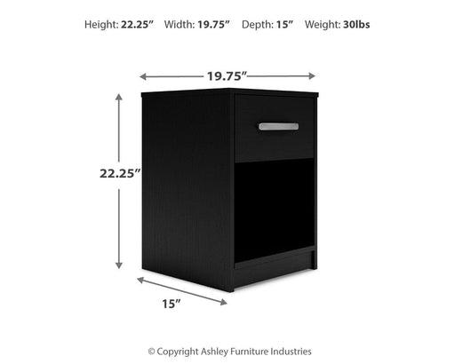 Finch - One Drawer Night Stand - 23" Height - Black – Accent Nightstands by Signature Design by Ashley® at Furniture Wholesale Plus , Nashville furniture store