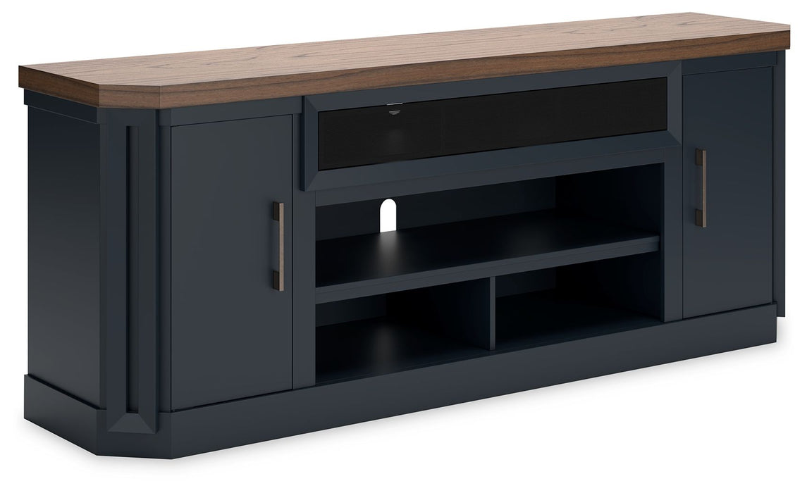 Landocken - XL TV Stand W/Fireplace Option - Brown / Blue – TV Stands by Signature Design by Ashley® at Furniture Wholesale Plus , Nashville furniture store