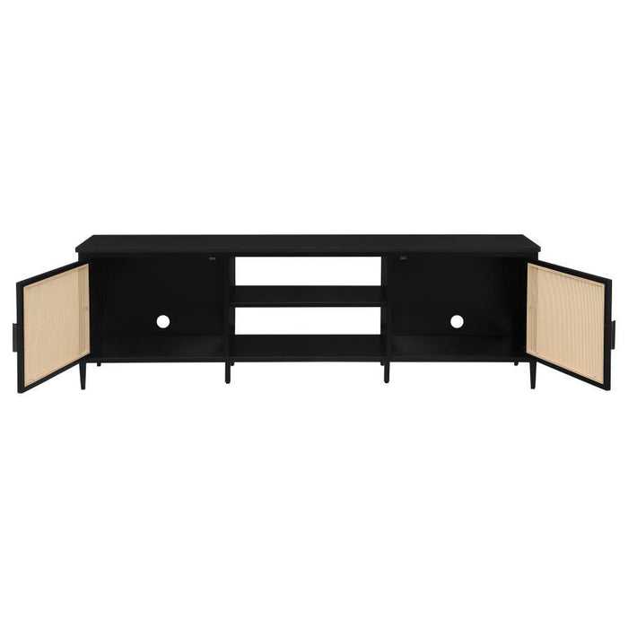 Amherst - 70" 2-Door Metal TV Stand Media Console - Black – TV Stands by Coaster Fine Furniture at Furniture Wholesale Plus , Nashville furniture store