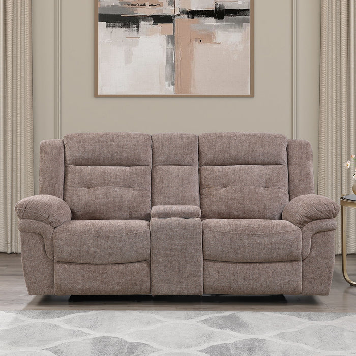Sydney - Manual Recliner Console Loveseat - Brown – Reclining Loveseats by Steve Silver Furniture at Furniture Wholesale Plus , Nashville furniture store