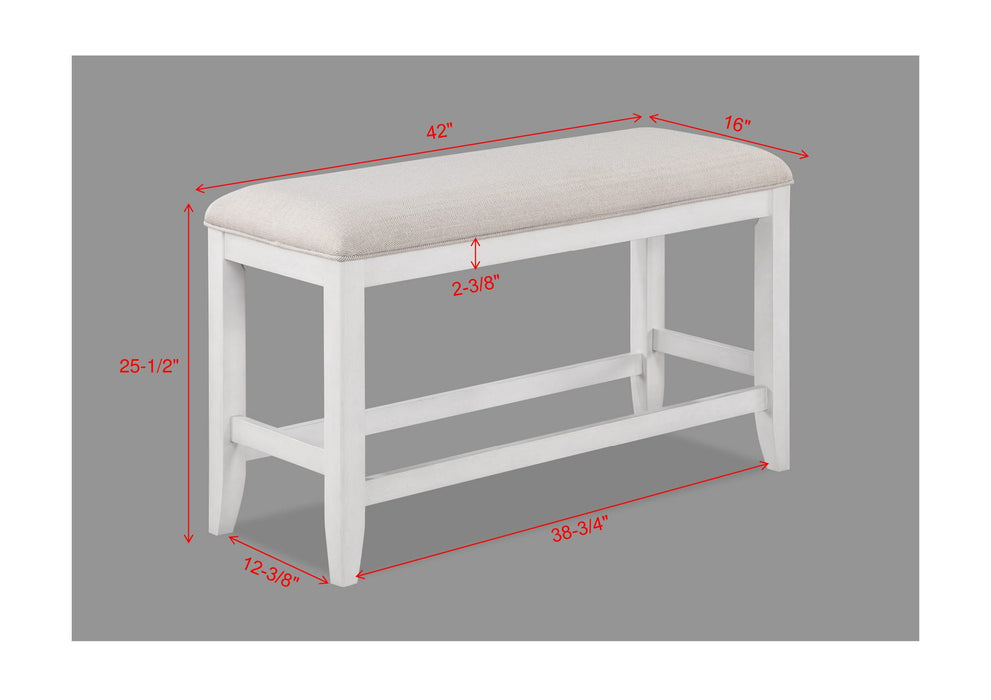 Wendy - Counter Height Bench - White / Beige – Counter Benches by Crown Mark at Furniture Wholesale Plus , Nashville furniture store