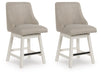 Robbinsdale - Upholstered Swivel Curved Back Barstool (Set of 2) - Antique White – Stool Sets by Signature Design by Ashley® at Furniture Wholesale Plus , Nashville furniture store