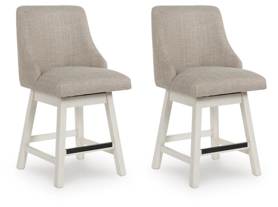 Robbinsdale - Upholstered Swivel Curved Back Barstool (Set of 2) - Antique White – Stool Sets by Signature Design by Ashley® at Furniture Wholesale Plus , Nashville furniture store