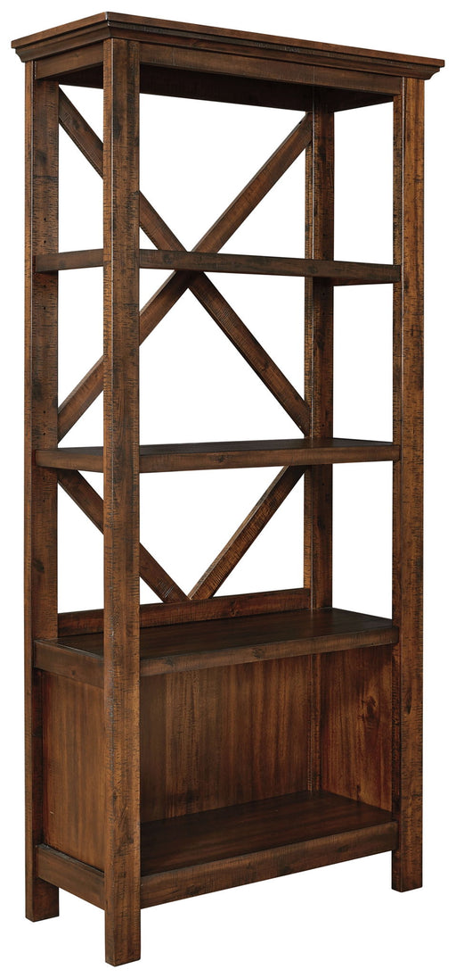 Baldridge - Rustic Brown - Large Bookcase - Premium Standard Bookcases from Signature Design by Ashley® - Just $478! Shop now at Furniture Wholesale Plus  We are the best furniture store in Nashville, Hendersonville, Goodlettsville, Madison, Antioch, Mount Juliet, Lebanon, Gallatin, Springfield, Murfreesboro, Franklin, Brentwood