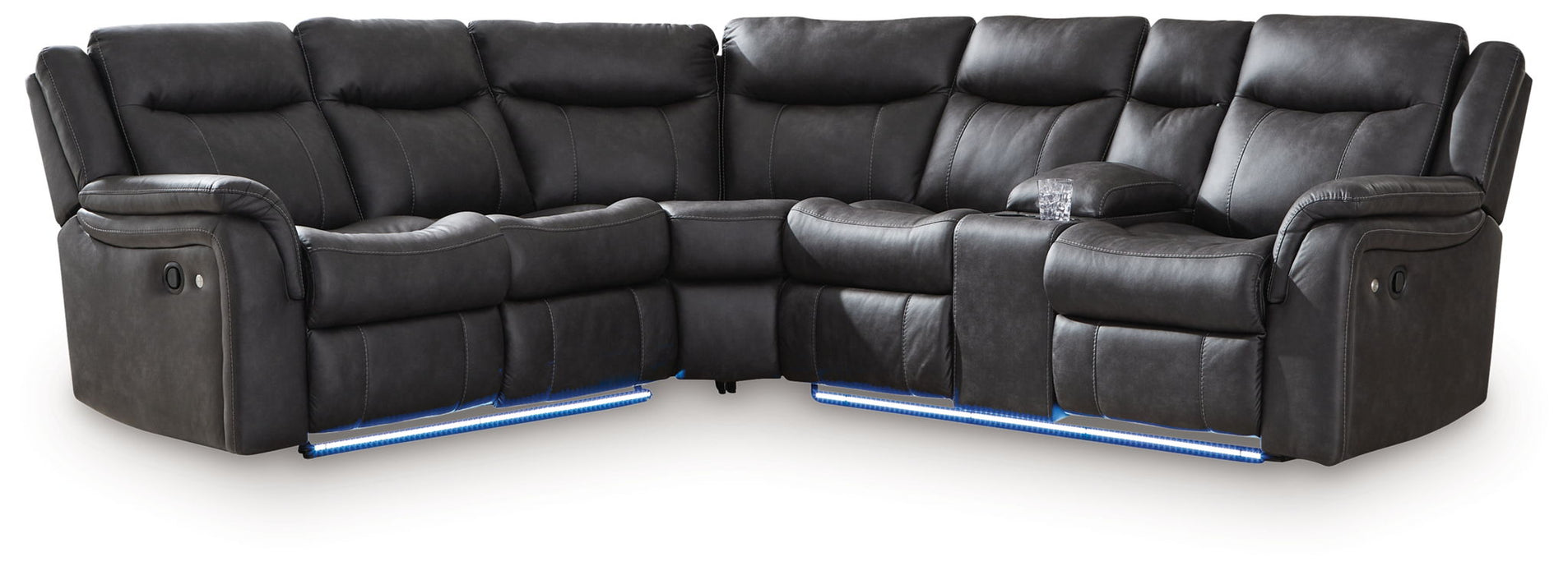 Sultan Meadow - 2-Piece Reclining Sectional - Carbon – Reclining Sectionals by Signature Design by Ashley® at Furniture Wholesale Plus , Nashville furniture store