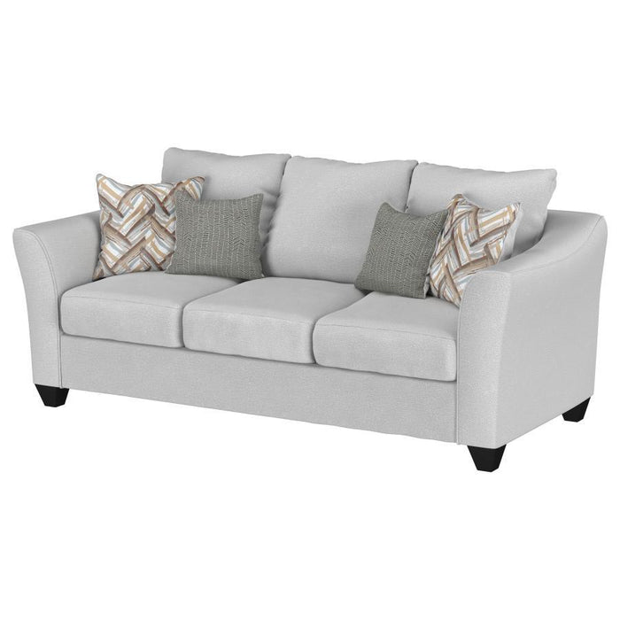 Salizar - Upholstered Flared Arm Sofa – Stationary Sofas by CoasterEssence at Furniture Wholesale Plus , Nashville furniture store