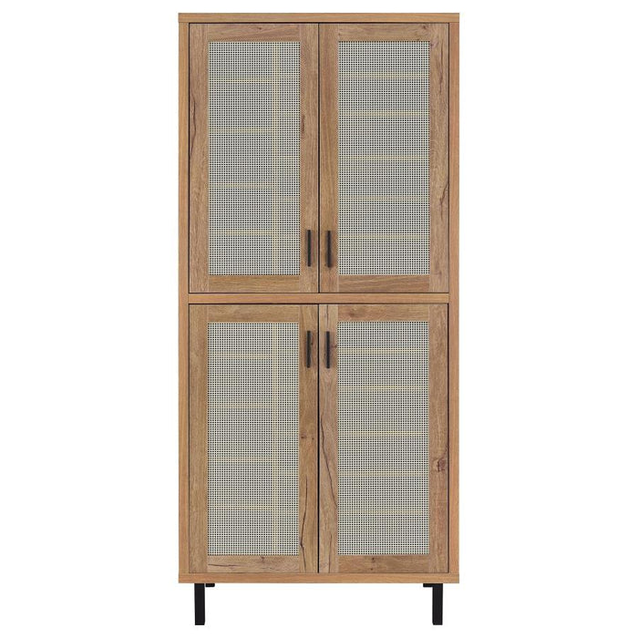 Teller - 4-Door Tall Shoe Storage Cabinet - Natural Oak – Accent Cabinets by Coaster Fine Furniture at Furniture Wholesale Plus , Nashville furniture store
