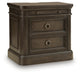 Wickenger - Two Drawer Night Stand - Dark Brown – Nightstands w/ Charging Stations by Signature Design by Ashley® at Furniture Wholesale Plus , Nashville furniture store