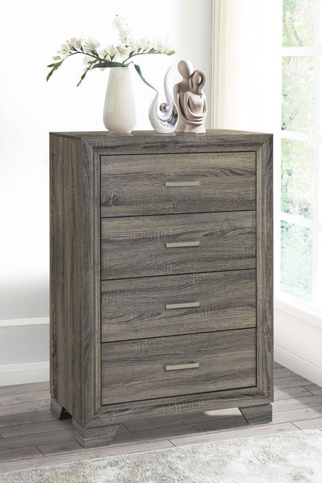 Wright - 4-Drawer Chest Of Drawers - Brown Oak – Accent Chests by Coaster Fine Furniture at Furniture Wholesale Plus , Nashville furniture store