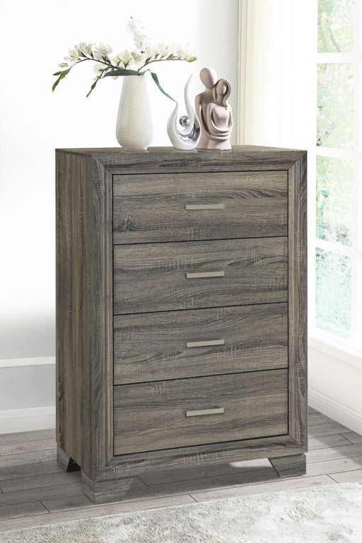 Wright - 4-Drawer Chest Of Drawers - Brown Oak – Accent Chests by Coaster Fine Furniture at Furniture Wholesale Plus , Nashville furniture store