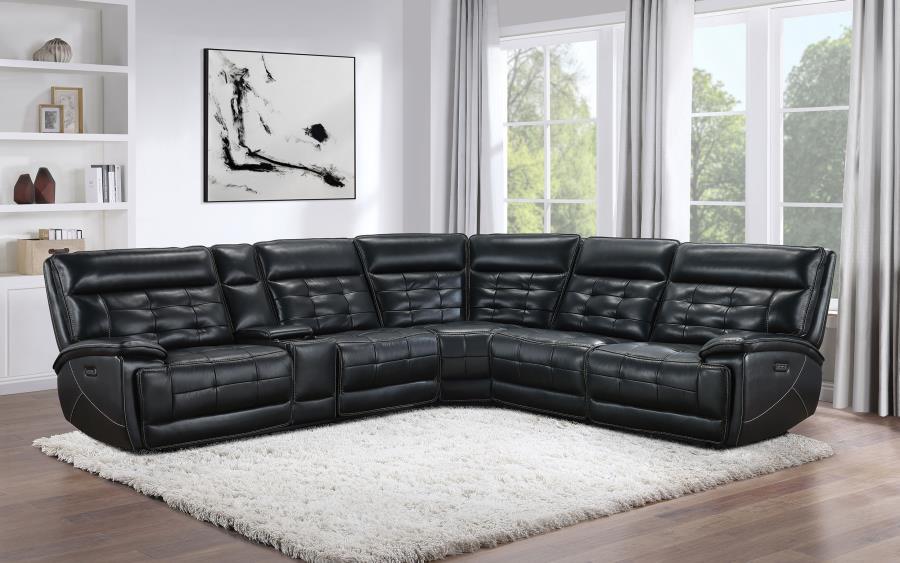 Hewitt - Leather Upholstered Power Reclining Sectional - Black – Reclining Sectionals by Coaster Fine Furniture at Furniture Wholesale Plus , Nashville furniture store