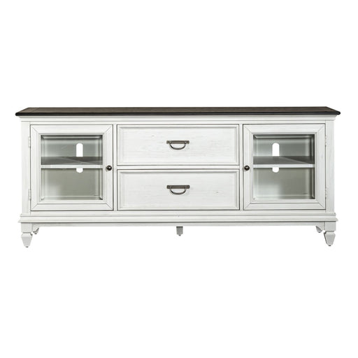 Allyson Park - Entertainment TV Stand - Wirebrushed White / Charcoal – TV Stands by Liberty Furniture at Furniture Wholesale Plus , Nashville furniture store