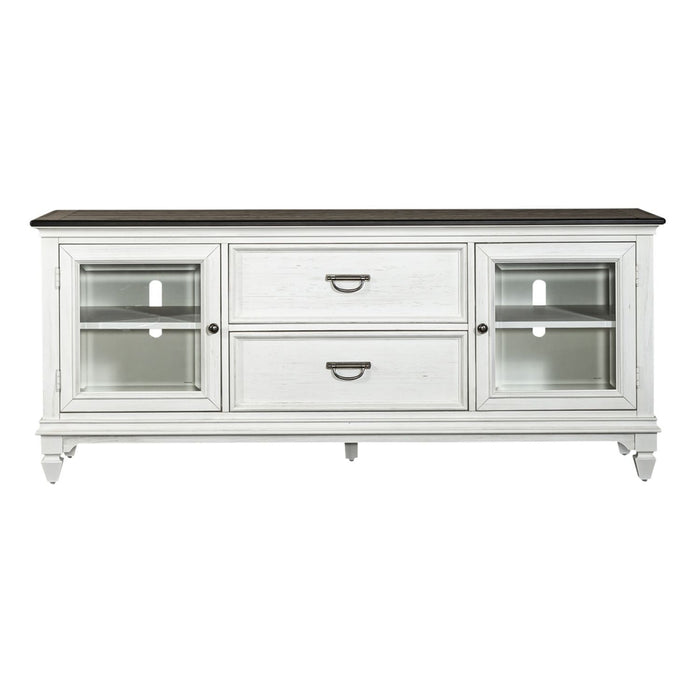 Allyson Park - Entertainment TV Stand - Wirebrushed White / Charcoal – TV Stands by Liberty Furniture at Furniture Wholesale Plus , Nashville furniture store