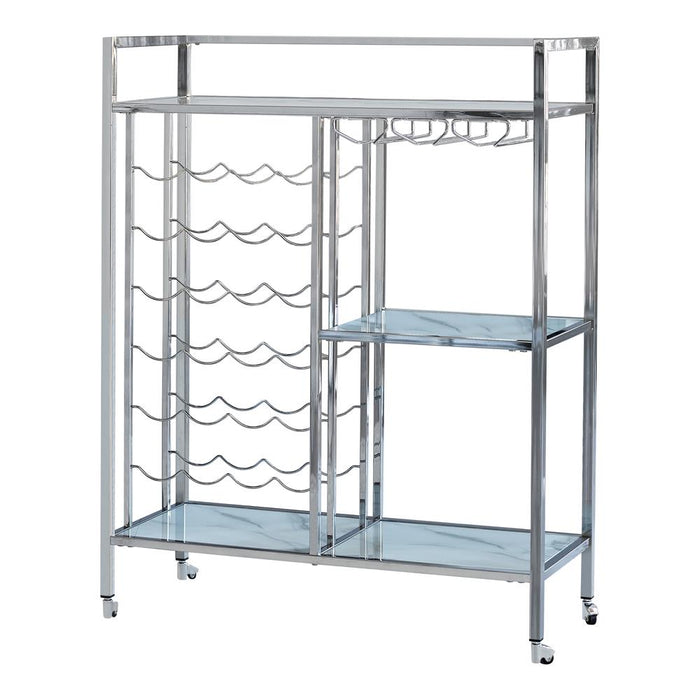 Derion Glass Shelf Serving Cart with Casters Chrome - Premium Bar Cart from Coaster Z2 Standard - Just $230! Shop now at Furniture Wholesale Plus  We are the best furniture store in Nashville, Hendersonville, Goodlettsville, Madison, Antioch, Mount Juliet, Lebanon, Gallatin, Springfield, Murfreesboro, Franklin, Brentwood